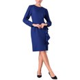 thumbnail image 1 of INSPIRE CHIC Vestido de Trabajo para Mujeres con Cuello Redondo, Manga de Pulsera, Volantes en la Parte Frontal, Vestido Lápiz M Azul Real, 1 of 5