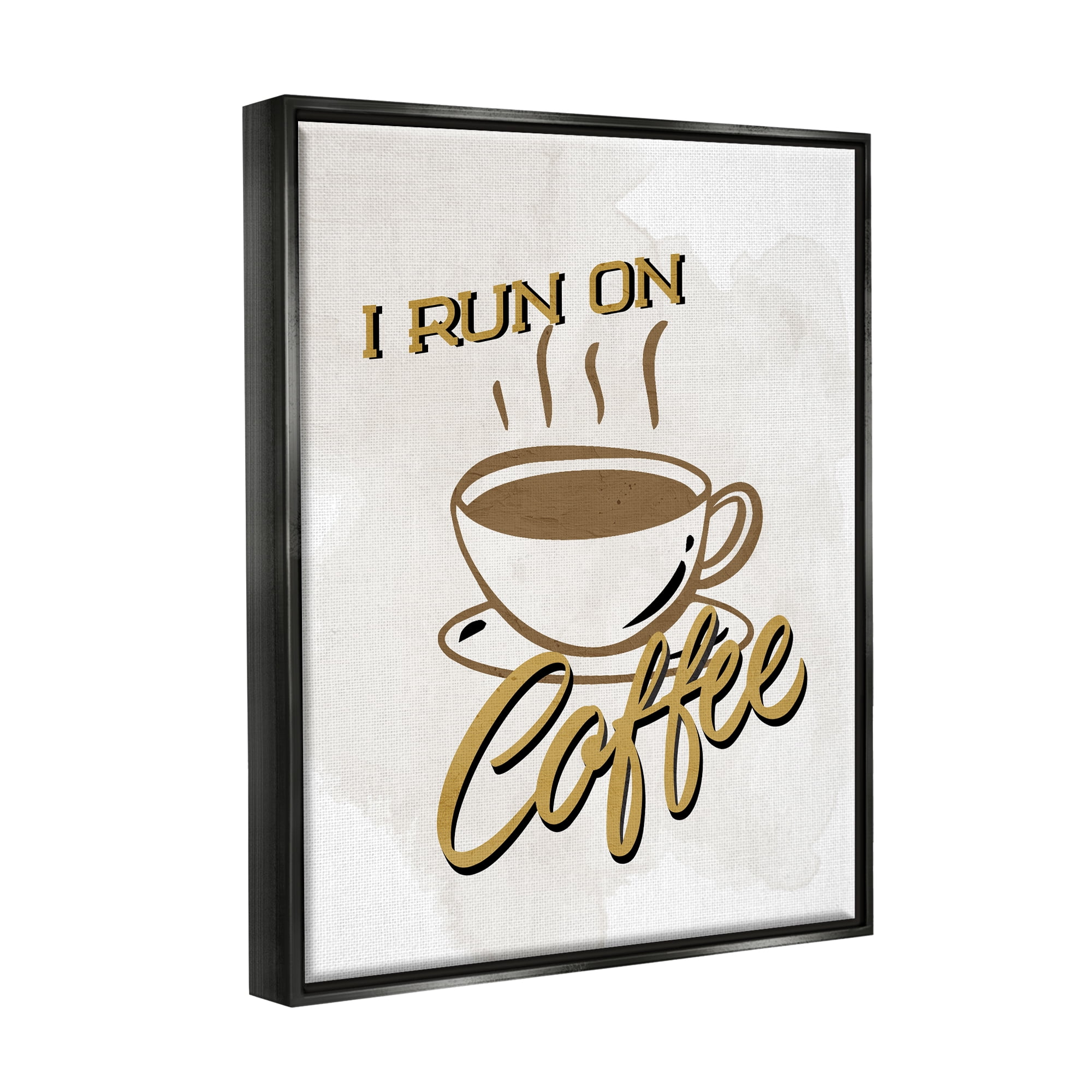 Stupell Industries Retro Run on Coffee Food & Beverage Painting Black Floater Framed Art Print Wall Art, 17 x 21
