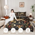 thumbnail image 3 of Homewish Boho Moth Twin Comforter Sets, Hippie Flower Mushroom Bedding Set, Black Reversible 2pcs, 1 Comforter and 1 Pillowcase, 3 of 6
