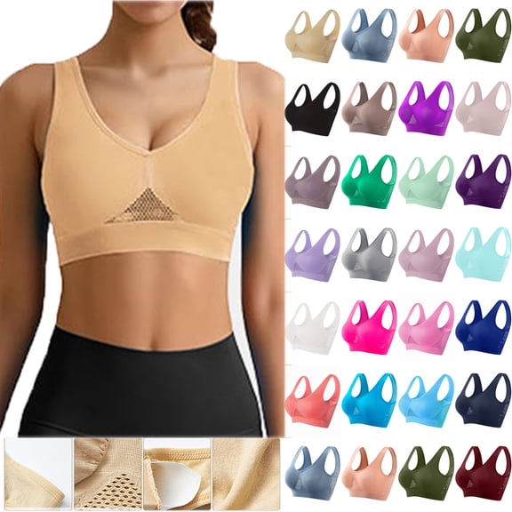 Otntypg Plus Size Sports Bra for Women Anti-Sagging Seamless Bras Wirefree Yoga Bra with Removable Pads Push Up Wire Free Everyday Full Coverage Comfortable Liftup Underwear Bras