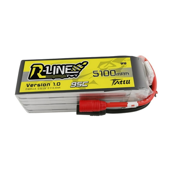 Tattu Lipo Battery R-Line 22.2V 5100mah 6S 95C with AS150 Plug for FPV Racing