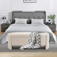 thumbnail image 3 of Storage Bench with Lamb Fleece Fabric, Upholstered Ottoman with Spacious Hidden Storage for Bedroom, Living Room, Entryway, No Assembly Required, Beige, 3 of 14