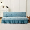 thumbnail image 1 of Xiao Hua 1 piece simple armless folding sofa cover skirt, Blue all inclusive elastic sofa cover 74.8 * 82.7 inches, 1 of 5
