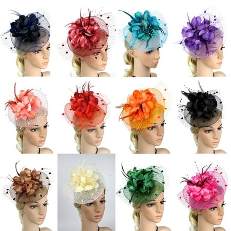 The New Hot Selling Women´s Feather Headdress With Big Flower Mesh Hair Band Cocktail Hat Party Hairband