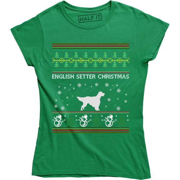 English Setter Christmas Funny Animal Lover Xmas Gift Women Ugly T-Shirt