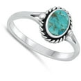 thumbnail image 4 of CHOOSE YOUR COLOR Oval Simulated Turquoise Bali Wholesale Ring .925 Sterling Silver Band Blue CZ Female Size 4, 4 of 4