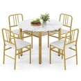 thumbnail image 4 of Costway 5-Piece Round Dining Table Set, Space-saving Dinette Table Set with Storage Shelf White + Gold, 4 of 10