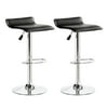 2PC Modern Bar Stools PU Leather Adjustable Swivel Hydraulic Pair Chairs Counter, Black
