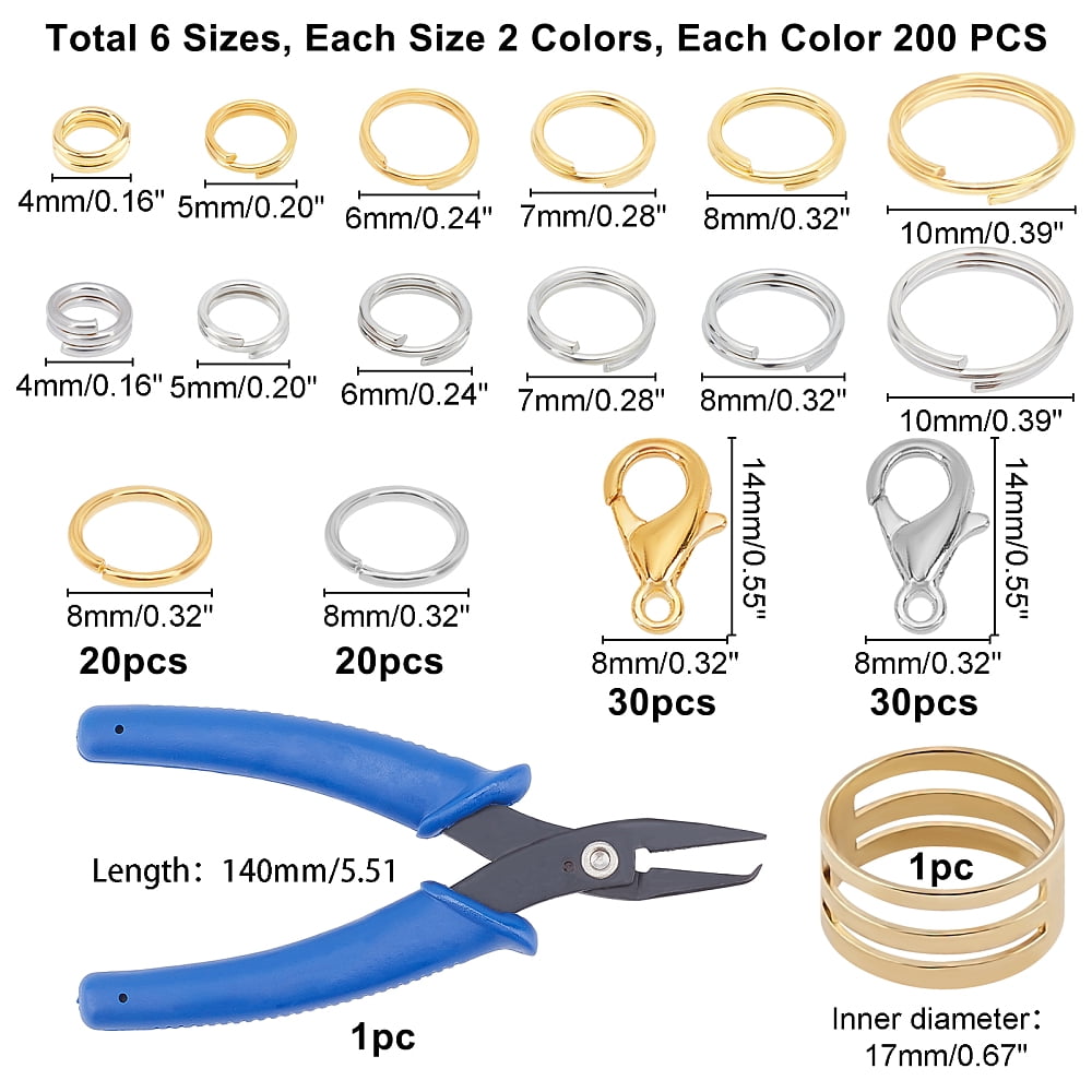 PH 2500pcs Split Jump Rings Set Split Rings Jump Rings Lobster Claw Clasps with Jump Ring Opener Split Ring Opening Jewelry Pliers