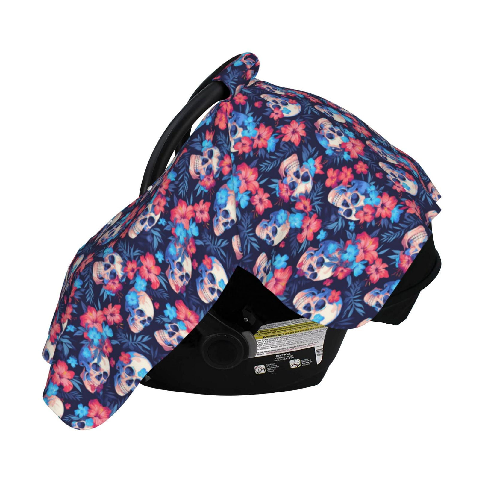 Naloa Skull flower blue Baby Car Seat Cover, Breathable Baby Carrier Cover, Multiuse Baby Carrier Cover & Nursing Breastfeeding Cover