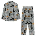 thumbnail image 4 of Kuiaobaty Cat Pumpkin Print Womens Soft Pajama Sets Spider Web Button Down Long Sleeve Pj Pants Set Halloween Sleepwear Nightwear, 2XL, 4 of 7