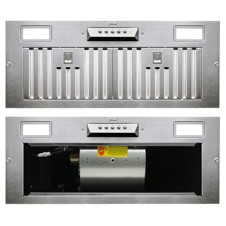 Range Hood Insert/Built-in 30 Inch,Ultra Quiet,Powelful Suction Stainless  Steel Ducted Kitchen Vent Hood with LED Lights and Dishwasher Safe Filters,  3-Speeds 600 CFM (30in Cold) 