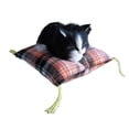 thumbnail image 2 of Deyuer Simulation Cat Doll Plush Toy Mini Realistic Sleeping Kittens on Mat Figurine Stuffed Animal Toy with Cushion for Home Office Room Desktop Decor,Black, 2 of 8