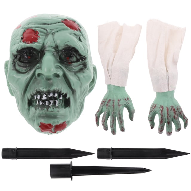 1 Juego de adornos de modelo de mano de calavera, estacas de jardín de Halloween, adornos de césped de jardín de terror