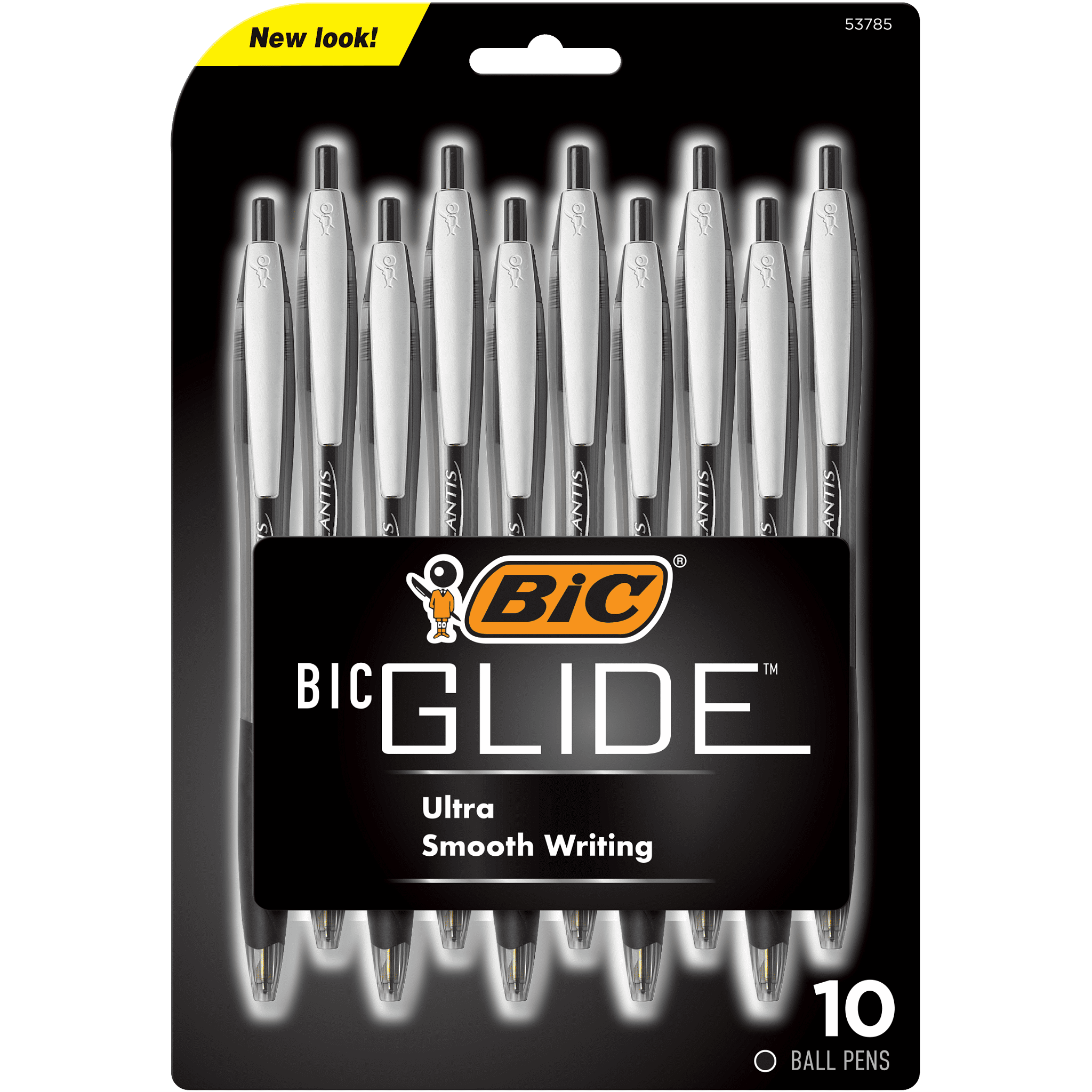 BIC Glide Retractable Ball Pen, Medium Point (1.0 mm), Black, 10Count