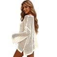 thumbnail image 5 of Crochet Cover Ups for Women Sexy Hollow Out Swim Cover Up Knit Summer Beige XL, 5 of 8