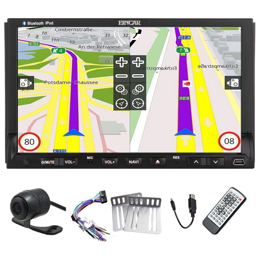EinCar Double 2DIN Autoradio receiver Car DVD Player GPS Navigation System Music Sub AMP 3D Backup car stereo FM AM Radio+HD Rear Camera
