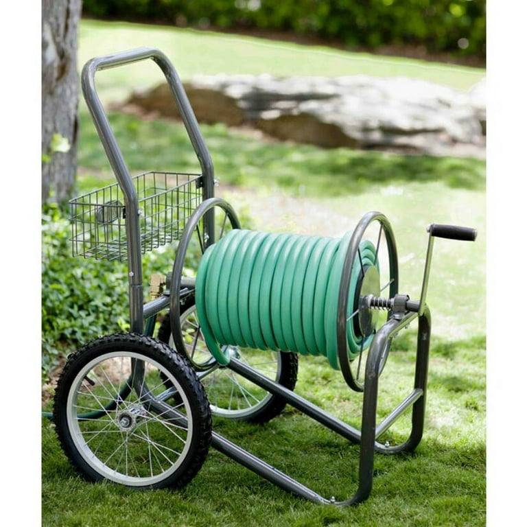 Liberty Garden 880 2 Wheel 300 Foot Steel Frame Water Hose Reel Cart with  Basket 