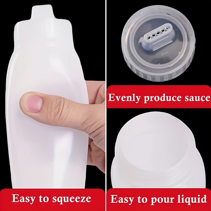 Porous Condiment Squeeze Bottles, Salad Dressing Container, Squeeze Bottles for Sauces, Botellas Exprimibles de Condimentos Syrup Dispenser Great for Ketchup, Salad, BBQ Sauce