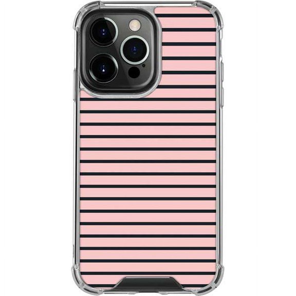 Skinit Stripes Pink and Black Stripes iPhone 14 Pro Clear Case