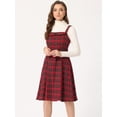 thumbnail image 2 of Vestido midi Allegra K sin mangas a cuadros Rojo L, 2 of 5