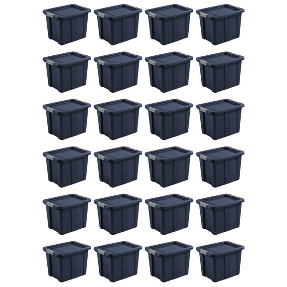 Sterilite Tuff1 18 Gallon Storage Tote Bin w/Latching Lid, Blue (24 Pack)