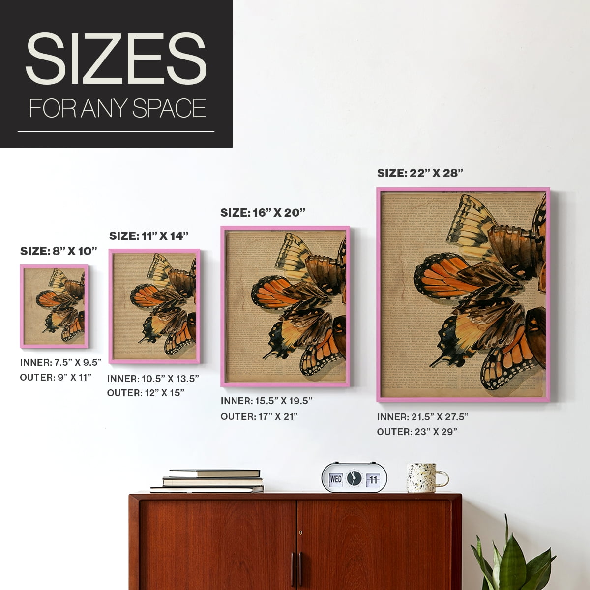 Winged Wreath II Framed Print - Solid Wood in Single Picture Frame Solid Wood 2 Framed Print