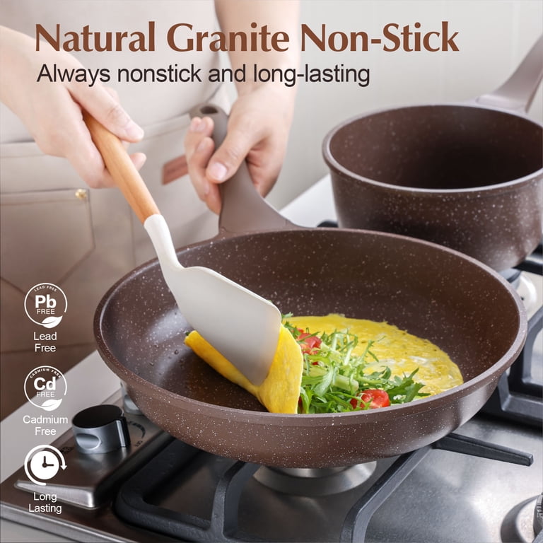 Sensarte Nonstick Granite Cookware Set, 21 Pieces, Toffee Brown