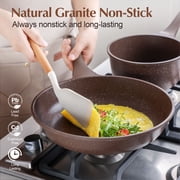 SENSARTE 21-Piece Granite Pots and Pans Set, Toffee Brown Induction Nonstick Cookware Set, Healthy Kitchen Cooking Sets with Stay-Cool Handles, Dishwasher & Oven Safe, Stackable