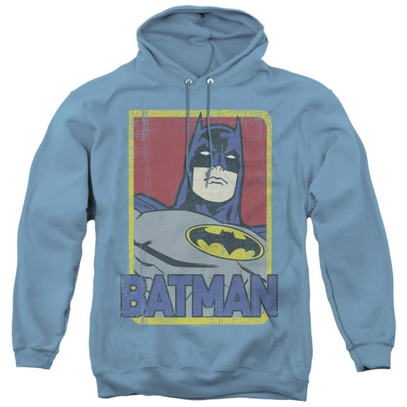 Batman Primary Adult Pullover Hoodie Sweatshirt Carolina Blue