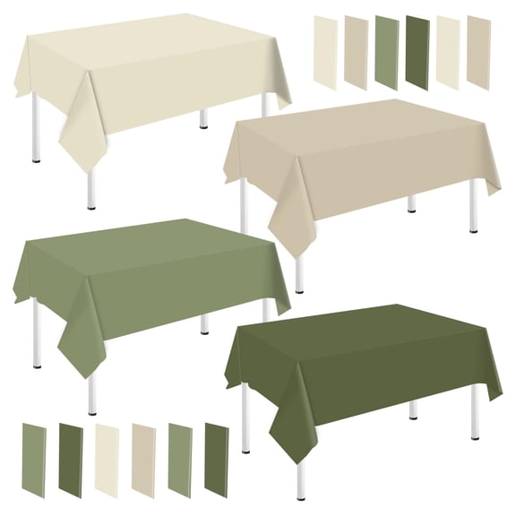 Disposable Tablecloth Plastic, Rectangle Waterproof Table Cover, 16 Pack for Party Decorations Wedding Birthday, Easy Clean Table Cloth for Indoor Outdoor Tables and Desks, Nude Sage Green Shades