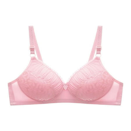 Aofany Woman s Embroidered Glossy Bra Push Up No Rims Adjustable Bras Comfortable Breathable Underwear on Clearance