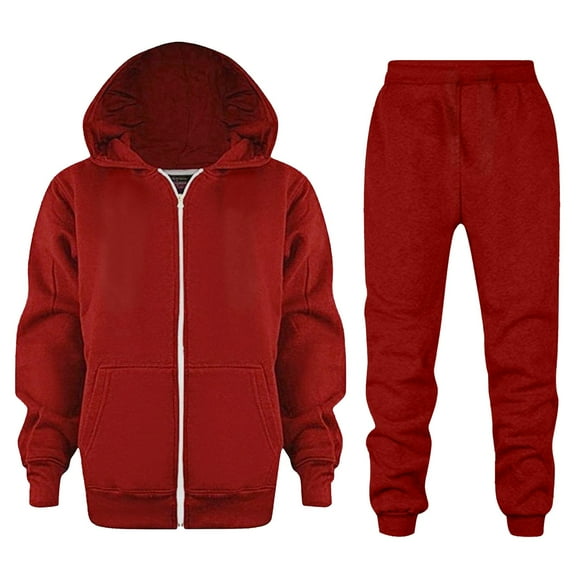 WMQPNNS Boys 2 Pieces Sweatsuits Active Zipper Long Sleeve Hoodie Sweatshirt and Sweatpants Kid Athletic Tracksuit Clothing Set(Red, Size 9-10 Years)