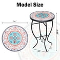 thumbnail image 4 of Outdoor Side Table-Patio End Table-14'' Round Accent Table Mosaic Glass Metal Side Table Garden Balcony Indoor Coffee Table, 4 of 9