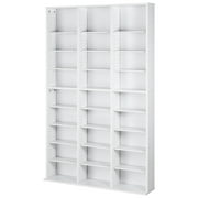 KFFKFF Media Organizer Cabinet, 9-Tier DVD Rack, Storage for 756 CDs, 27 Adjustable Sections for CDs, Movies, Video Games, White, Keeps Collections Safe & Tidy
