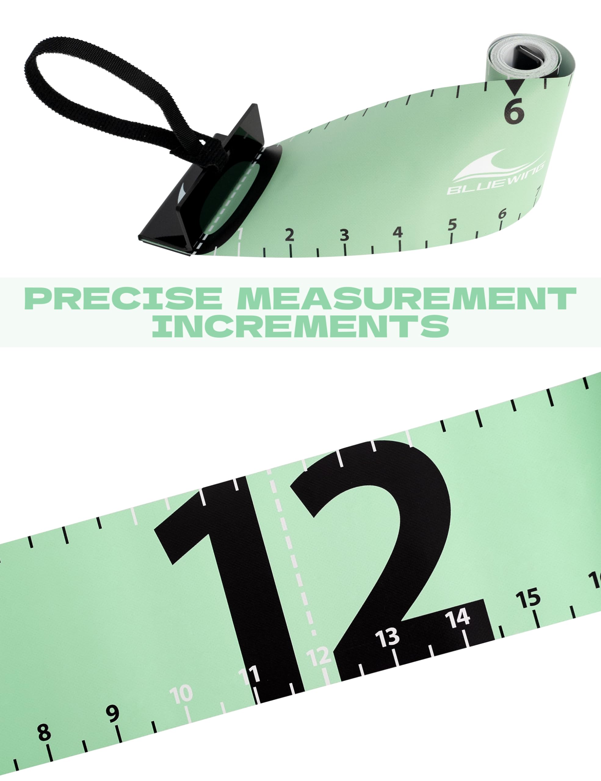 BLUEWING 60" Fishing Ruler Portable Roll Up Fishing Ruler Folding Fish Measuring Tape with Bump Board Waterproof Fishing Measurement Tool