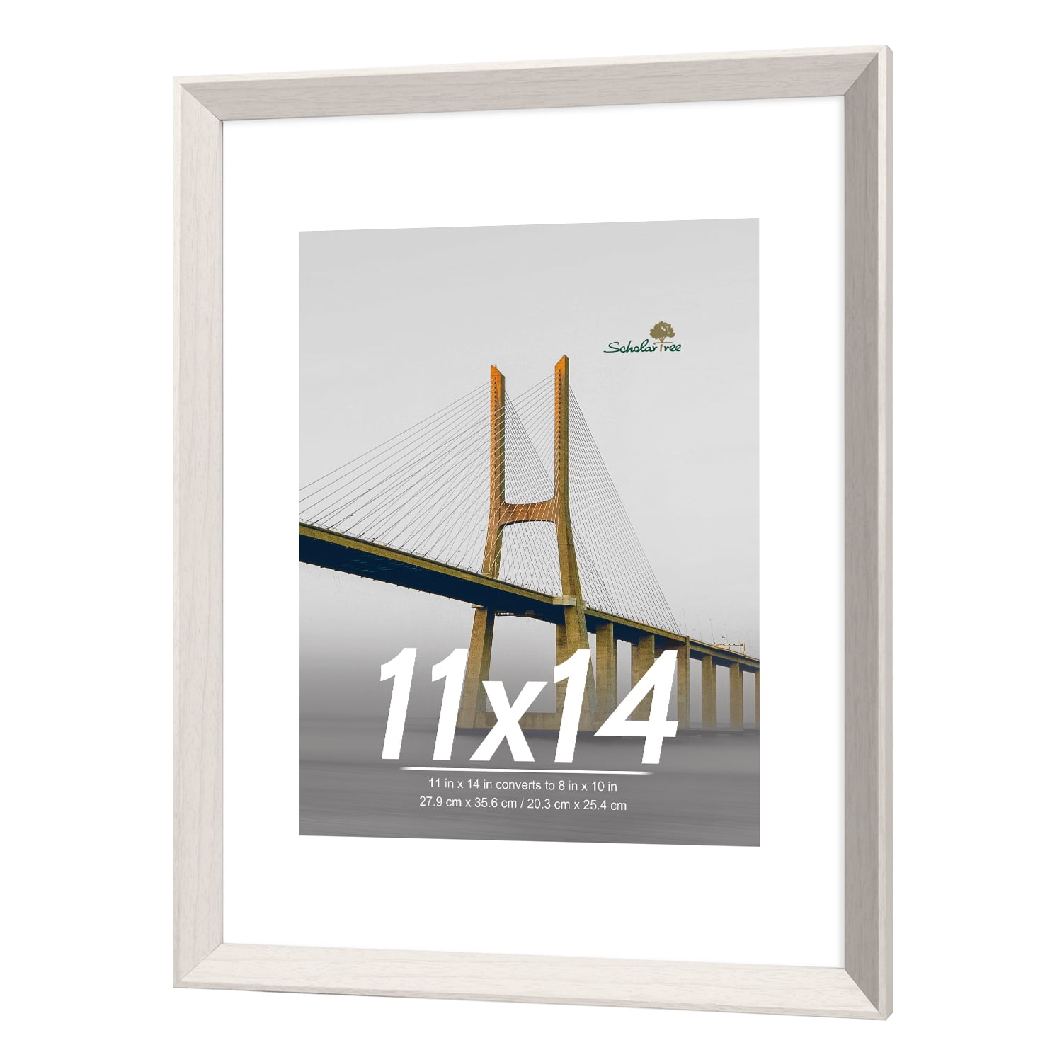 Scholartree 5 PACK 11 x 14 Wooden Picture Frames Set-11x14 Matted to 8x10 Wall Frames, White