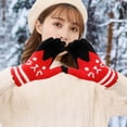 thumbnail image 2 of Gants d'Hiver en Velours Épaissi pour Femmes Adultes, Mignons, en Acrylique, Tricotés, Rouges, 2 of 3