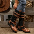 thumbnail image 2 of Women Riding Boots, Mid Calf Combat Boots, Winter Lace Up Gothic Motorcycle Boot with Inside Zipper Non Slip Outsole, 2 of 8