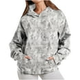 thumbnail image 2 of Aobny Camo Lightweight Sweatshirts For Women Workout Hoodie Hooded Long Sleeve Ladies Sweatshirts,XL, 2 of 7