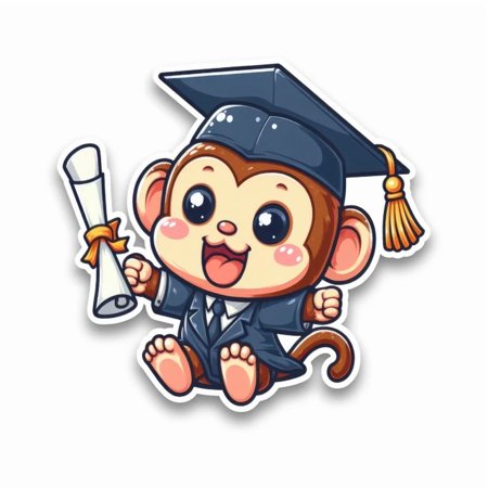 DOPASTICKER Graduation Animal Cute Monkey Sticker Car Window Scrapbook Phone Water Bottle Stickers Cars Stickers Water Bottle Stickers For Kids