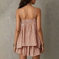 thumbnail image 6 of Hueook Gingham Pajamas for Women Set Fall 2 Piece Outfits Plaid Two-Piece Pajama Camisole Top Wide Leg Shorts Khaki XL, 6 of 9