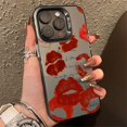 thumbnail image 3 of Funda de teléfono con IMD de plata galvanizada con labios rojos y chica sexy para iPhone 15, 16 Pro Max, 14, 13, 12, 11, XR, XS, 7, 8 Plus, carcasa trasera a prueba de golpes, 3 of 5