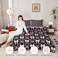 thumbnail image 3 of Manfei Cartoon Ribbon Bowknot Queen Comforter Set 3pcs for Kids Teens,Kawaii Bow Plaid Bedding Comforter Set for Girls,Pink Reversible,Luxury Bedroom Decor, 3 of 6
