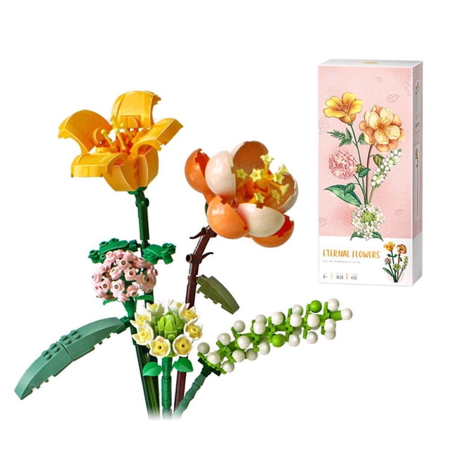 Building Blocks Immortal Bouquet Home Decoration Decoration Assembly Toy Set Gift (Without Vase)