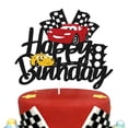 thumbnail image 5 of Disney-adorno de pastel de cumpleaños con temática de Rayo McQueen, decoración de pastel de dibujos animados de coche de carreras para niño, suministros para Baby Shower, 5 of 5