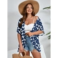 thumbnail image 3 of SHOWMALL Women's Plus Boleros Lightweight Cardigan Open-Front Shrugs Short Sleeve Peony Silhouette 5X Summer Cover Up Coats, 3 of 6