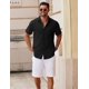 thumbnail image 2 of Camisa COOFANDY para hombre con botones, manga corta, algodón negro, 2 of 6