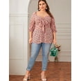 thumbnail image 2 of XCHQRTI Women Floral Print Chiffon Long Sleeves Blouse Shirts Women V Neck Plus Size Tops, 2 of 8