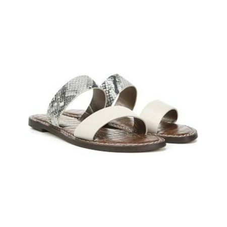 

SAM EDELMAN Womens Beige Snake Print Elastic Goring Logo Comfort Gala Round Toe Block Heel Slide Leather Slide Sandals 7 M